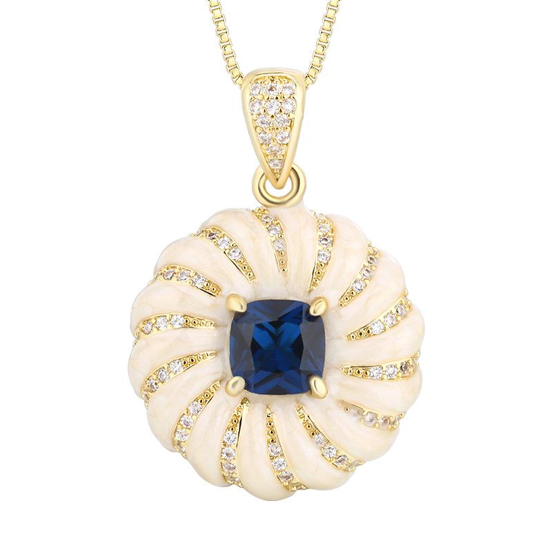 Huameimei Set Earrings Rings Necklaces Antique Jewelry Light Luxury Temperament Blue Pointed Crystals High-end Feeling French Retro Style