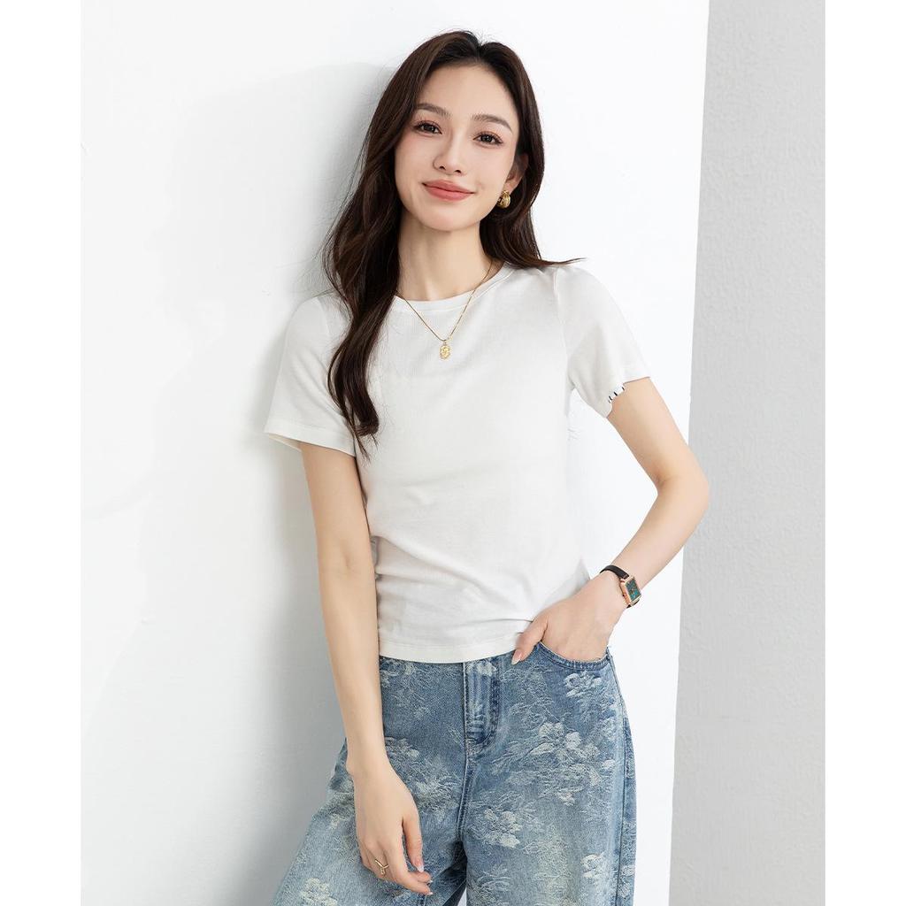 Yi Fei Women's Slim Fit Age-Reducing T-Shirt – Petite & Regular Short Sleeves