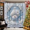 2Pcs Imitation Relief Christmas Snowman Print Blackout Curtain Multi Size Living Room Insulation Decoration Machine Washable
