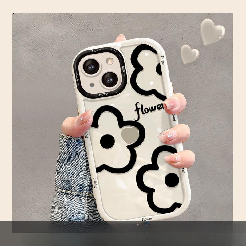 Anwendbar auf Apple 14promax Handyhülle IPhone 13 Silikon Sturzsicher 11/12 Einfache Linien Blumenkette