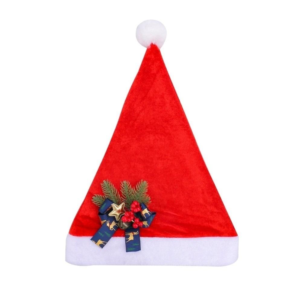 

Bow Santa Claus Hat Snowflake Xmas Cap Sweet Plush Christmas Hat New Year Style A