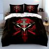Thor's Hammer with Ravens Red Black Design Bedding Set (1 Duvet Cover, 2 Pillowcases, Duvet Not Included)