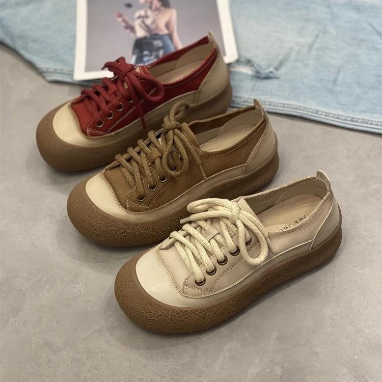 Thick-soled Breathable Versatile Board Shoes Women's 2024 Autumn New Single Shoes Comfortable Soft Soles Not Tired Feet Casual Sports Shoes