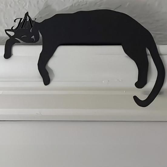 Door Frame Decoration 3D Printed Sleeping Cat Top Decor, Lazy Kitten Silhouette Ornament, Self-Adhesive Cartoon Interior Accessory Animal Decor