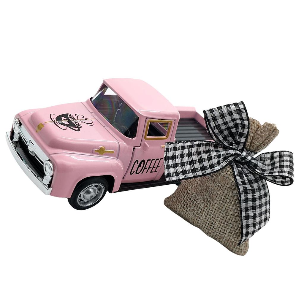 Vintage Mini Kovový Model Nákladního Auta s Odnímatelným Jutovým Pytlíkem pro Kávový Koutek a Ozdoby na Pulty