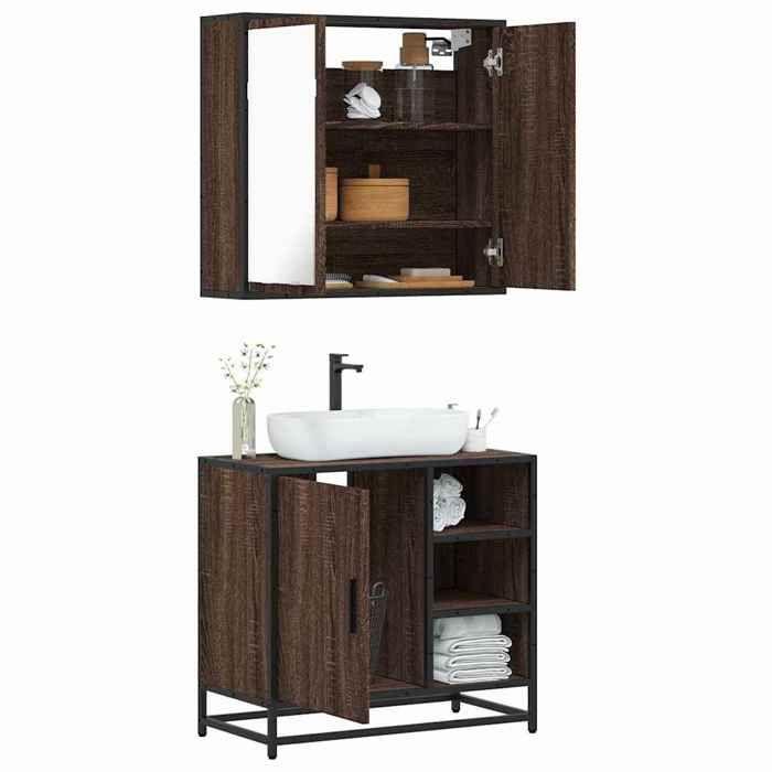 VidaXL Ensemble de meubles de salle de bain 2 pcs Chêne marron 3300909