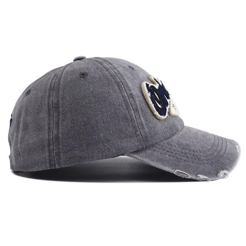 1PC Peaked Cap Spring Summer Embroidery Sun Visors Baseball Hat Punk Holes For Men Women Snapback Hip Hop Letter Washed Cotton
