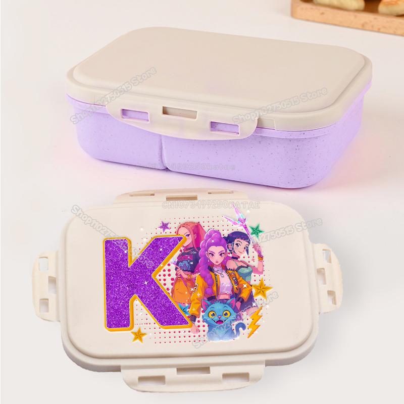 Kpop Demon Hunters Letter A-Z Bento Boxes Rumi Mira Zoey Student Lunch Box School Office Microwave Portable Fruit Food Container