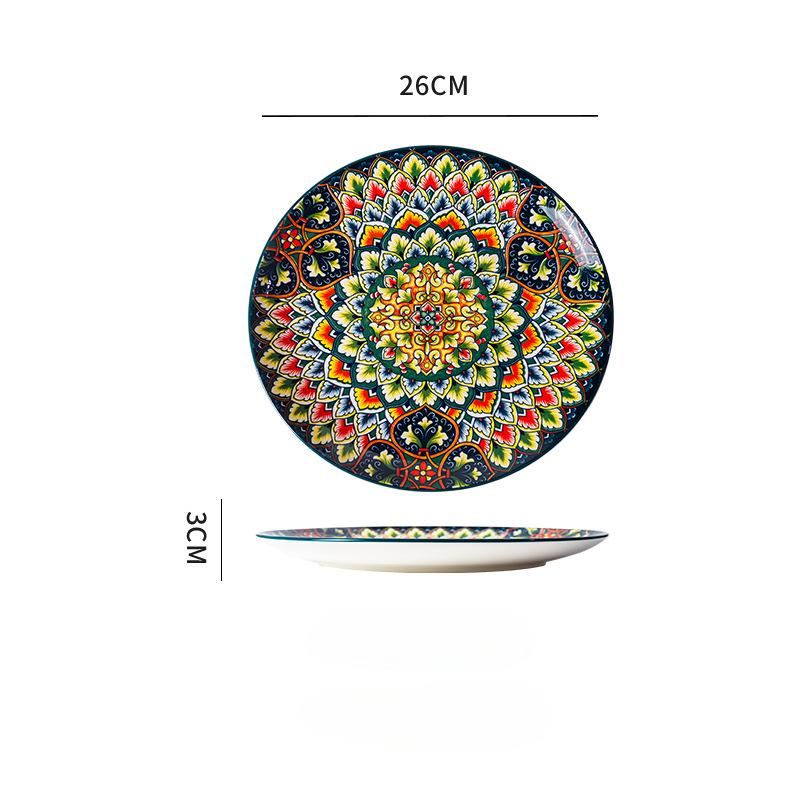 26cm Ceramic Plate Large Plate High-end Feel Household Porcelain Plate Western Plate Steak Plate Shallow Plate Flat Plate