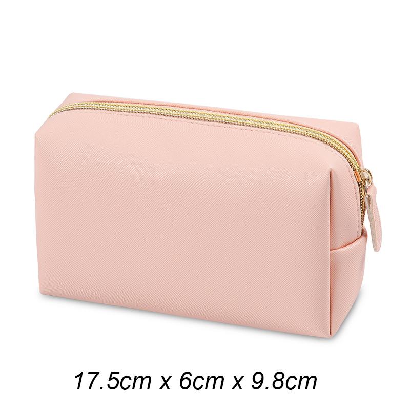 Solid Color Makeup Pouch Women Cosmetic Bag Waterproof PU Leather Travel Portable Wash Toiletry Storage Bag Organizer Purse