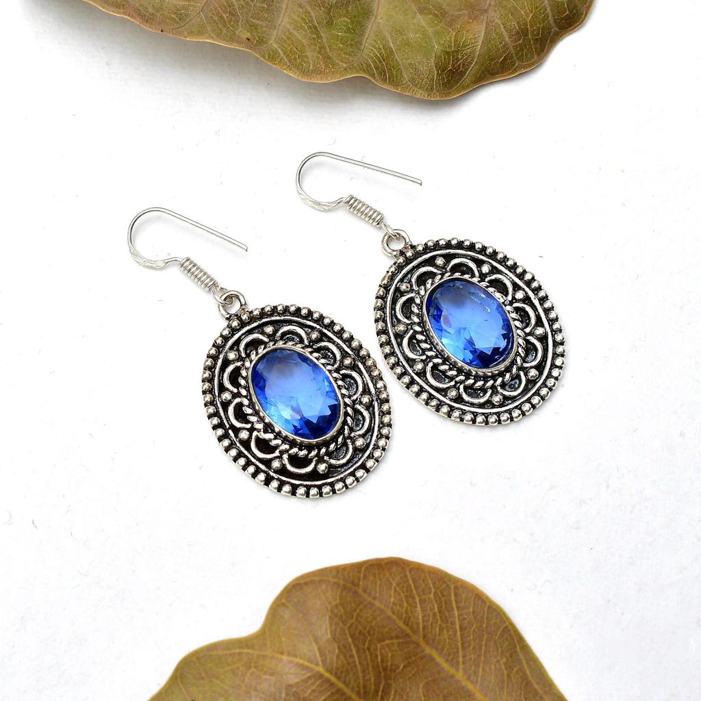 Tanzanite Gemstone Handmade 925 Sterling Silver Jewelry Earring