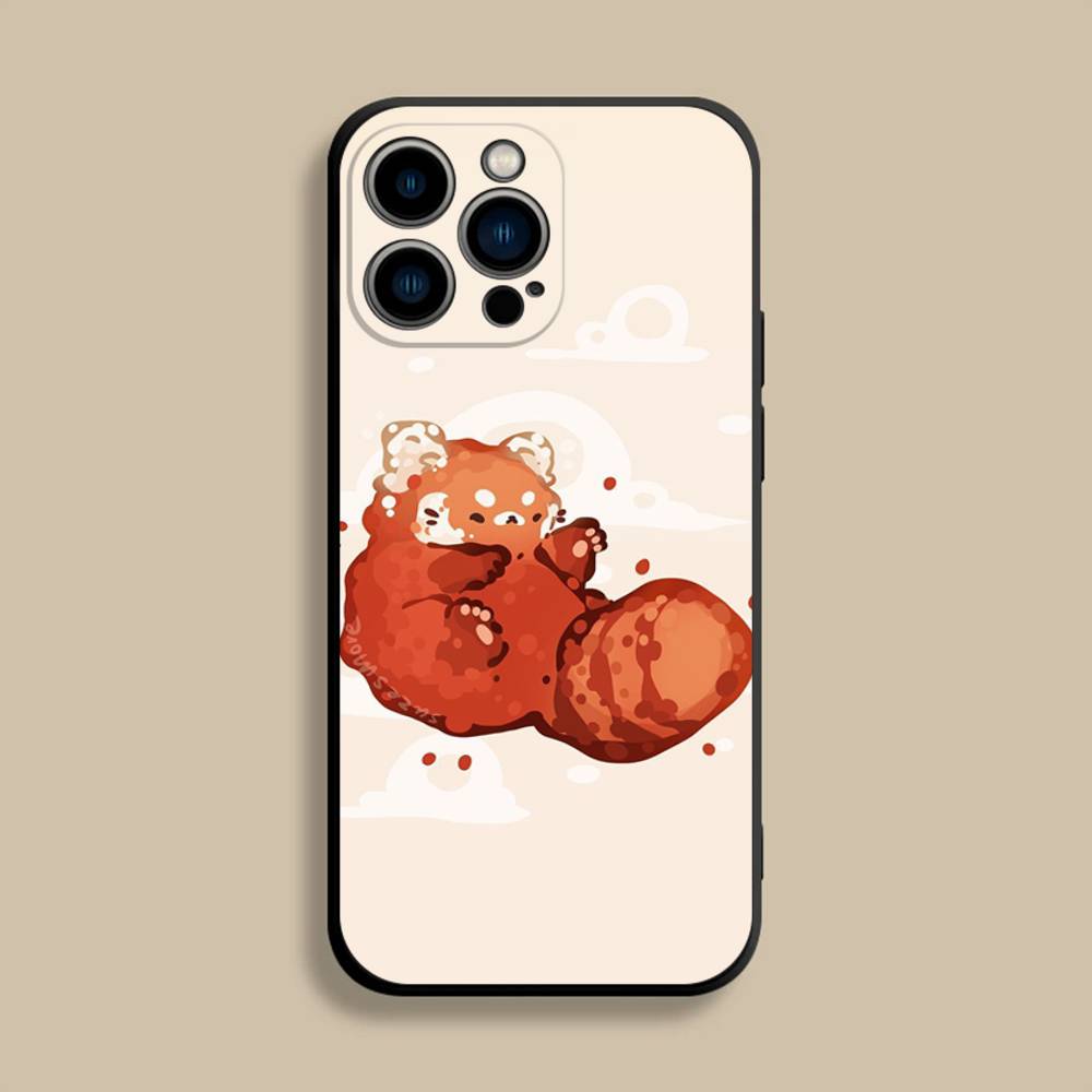Cute Red Panda Animal Phone Case For iPhone 17,16,15,14,13,12,Pro,Max,Plus,E,SE4,Air,Mini Black Soft Cover