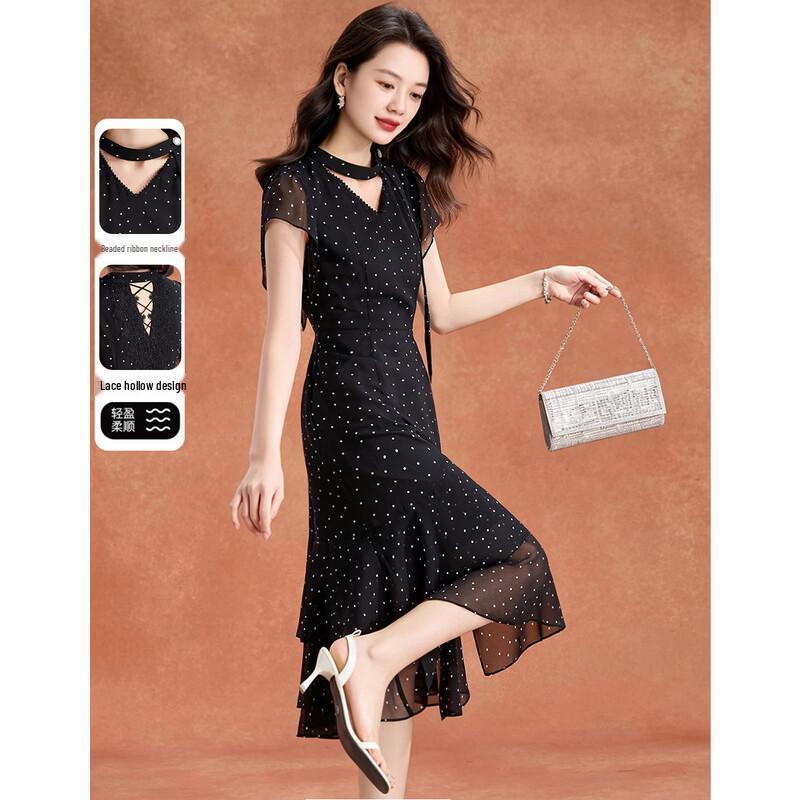 Melanie Hepburn Black Polka Dot Lace Midi Dress 3XL