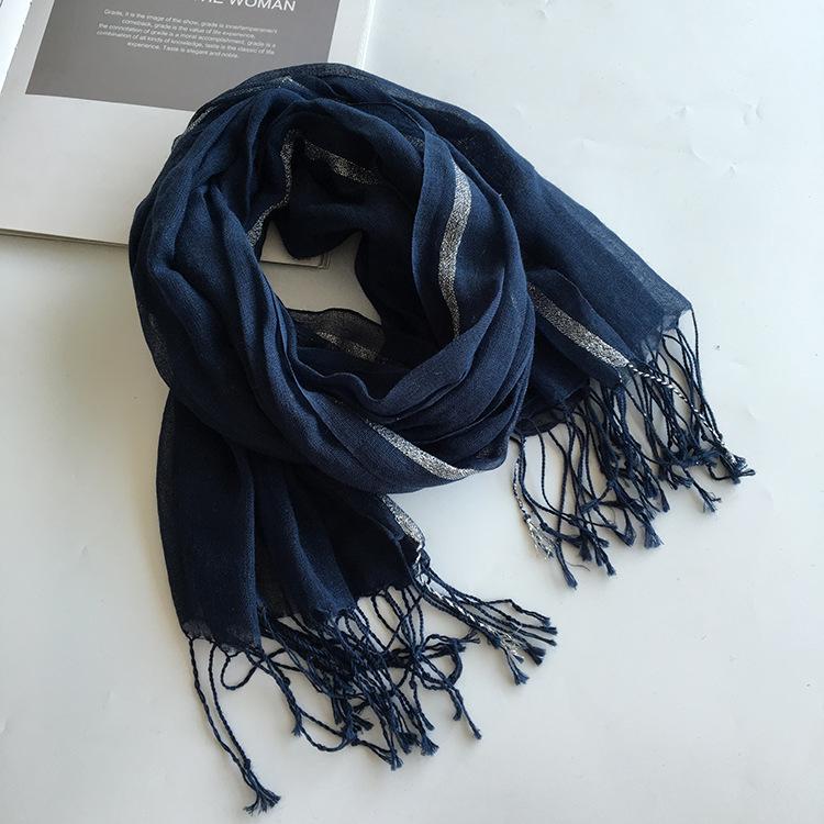 Direct Supply Of Solid Color Cotton And Linen Scarves, Spring And Summer Light And Breathable Sunscreen Scarves, Fashionable Fringed Silk Scarves