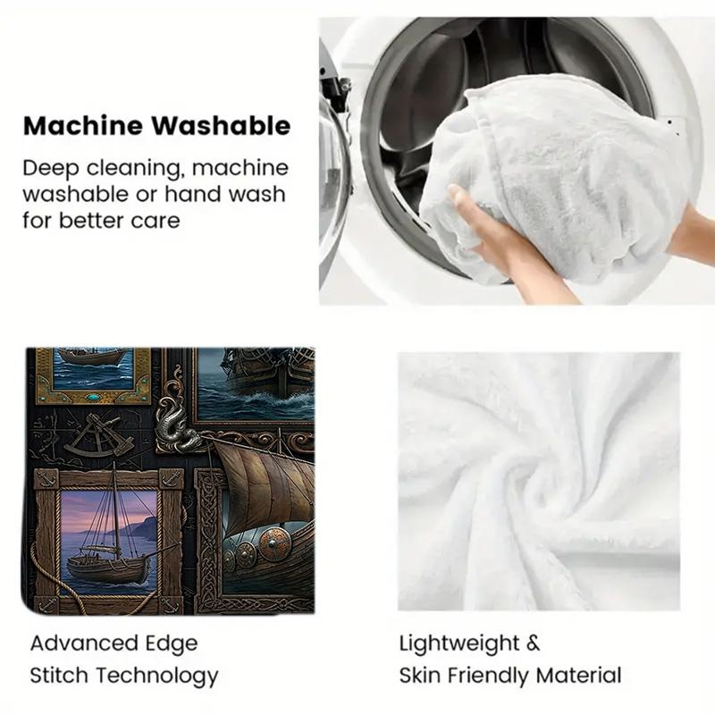 Maritime Legacy Adventure 2D Flat Pattern Flannel Blanket, High quality All Seasons, Home Decor, Warmth and Comfort, Perfect for Christmas Gifts.