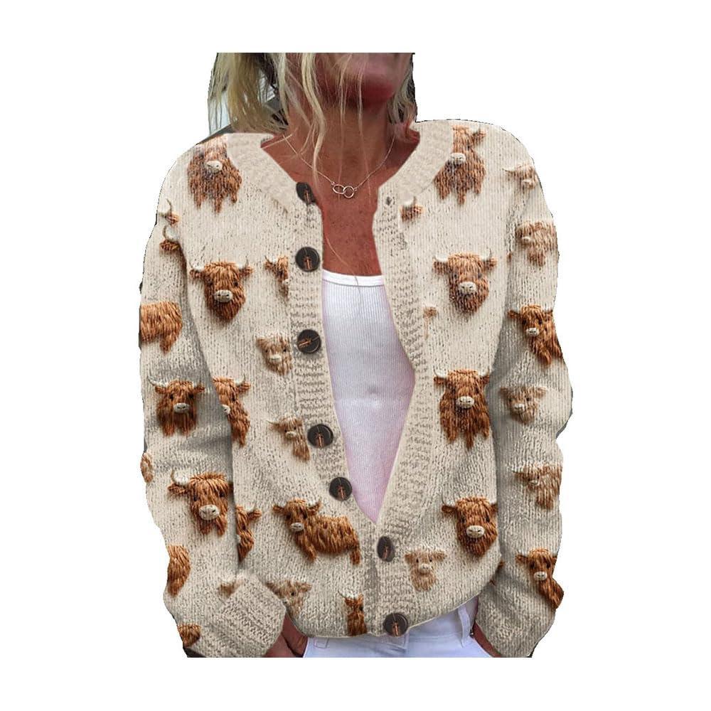 2026 foreign trade new 3D digital printing cardigan knitted jacket women's clothing early spring and autumn factory wholesale