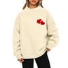 Women's Valentine's Day Print Fashion Loose High-Collar Long Sleeve Solid Color Sweatshirt Pullover