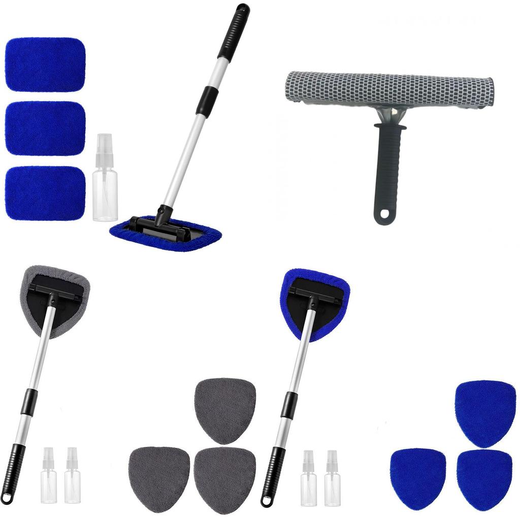 Car Windshield Cleaning Brush With Extendable Handle And Microfiber Cloth For Streakfree Glass Cleaning