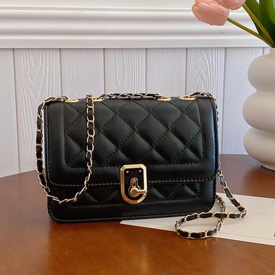 Temperament Simple And Fashionable Rhombus Embroidery Thread Lock Small Bag Women'S Spring Small Square Bag