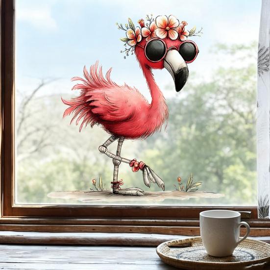 Cute Animal Window Cling Removable Cartoon Squirrel Raccoon Frog Panda Fox Glass Decals for Home Classroom Office Kids' Room Decor