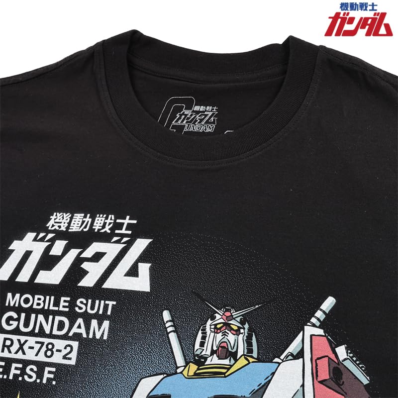 EVERSOUL Mobile Suit Gundam RX-78-2 Gundam Earth Defense Force Mobile Suit Zaku Char T-Shirt, Short Sleeve, Men's, Black, XL Size [Parallel Import]
