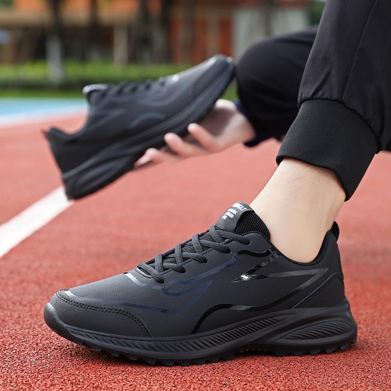Xiyin large size lightweight soft sole men's sports shoes leather surface waterproof casual running shoes men's shoes spot