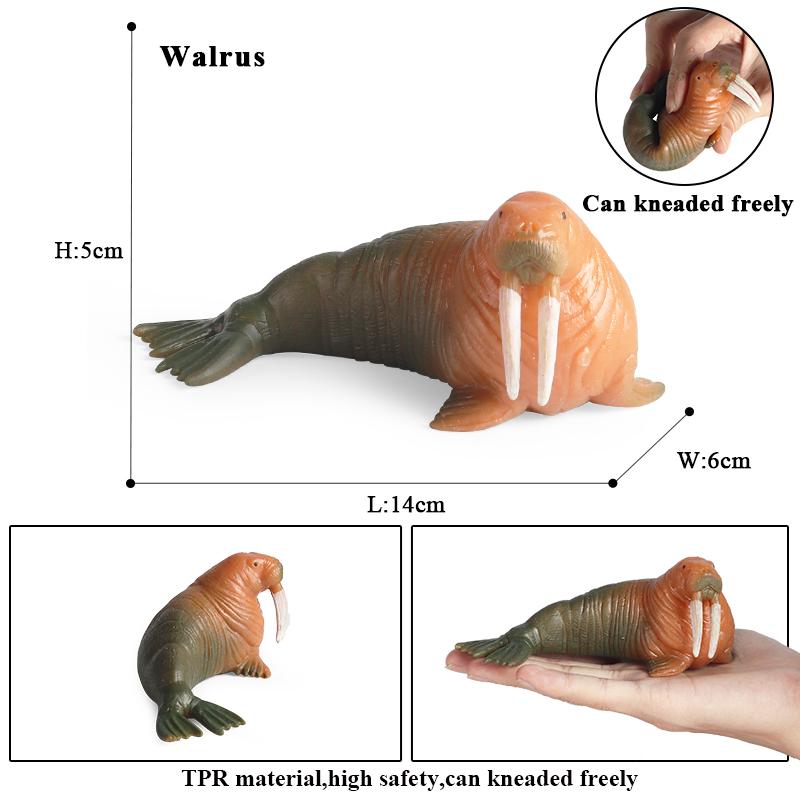 Oenux Sea Life Animals Soft Squid Pufferfish Crab Model Action Figures Anti Stress Relief Toy Kids Gift Fun Pressure Reduction