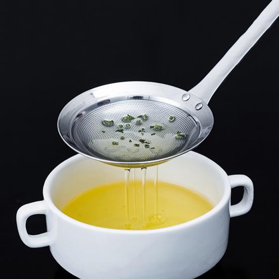 Stainless Steel Oil Skimmer Fine Mesh Wire Colander Strainer Flour Kitchen Spoon