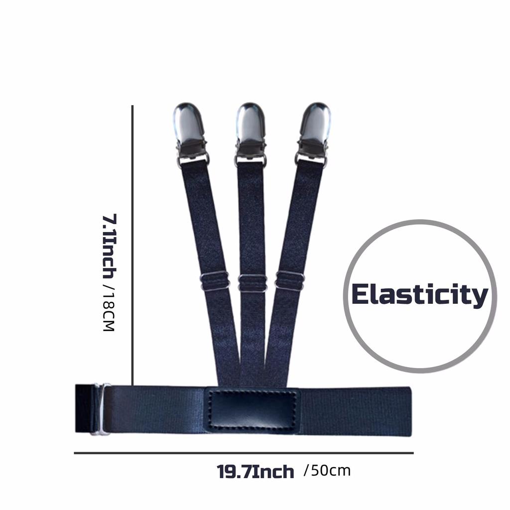 Men's Adjustable Elastic Shirt Garters Suspenders Black Non-Slip Locking Clamps Crease-Resistant Leg Straps Belt Holders