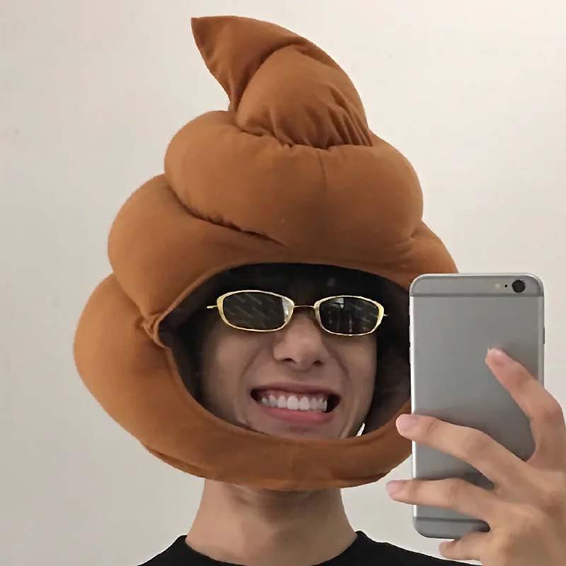 Creative Cute Shit Shape Plush Hat Stuffed Toy Funny Fake Poop Full Headgear Cap Gag Gift Cosplay Party Photo Props