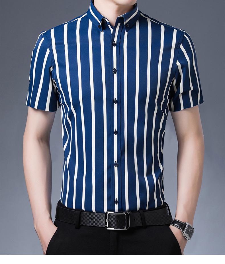 Herrskjorta i stretch för affärsbruk: Lång- eller kortärmad randig, Vår/Sommar-kollektion