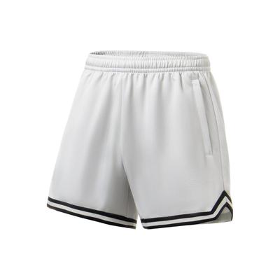 Pantalones cortos de baloncesto de pierna recta transpirables con estampado del logo de Li Ning para hombre, gris humo claro AAPT043-2