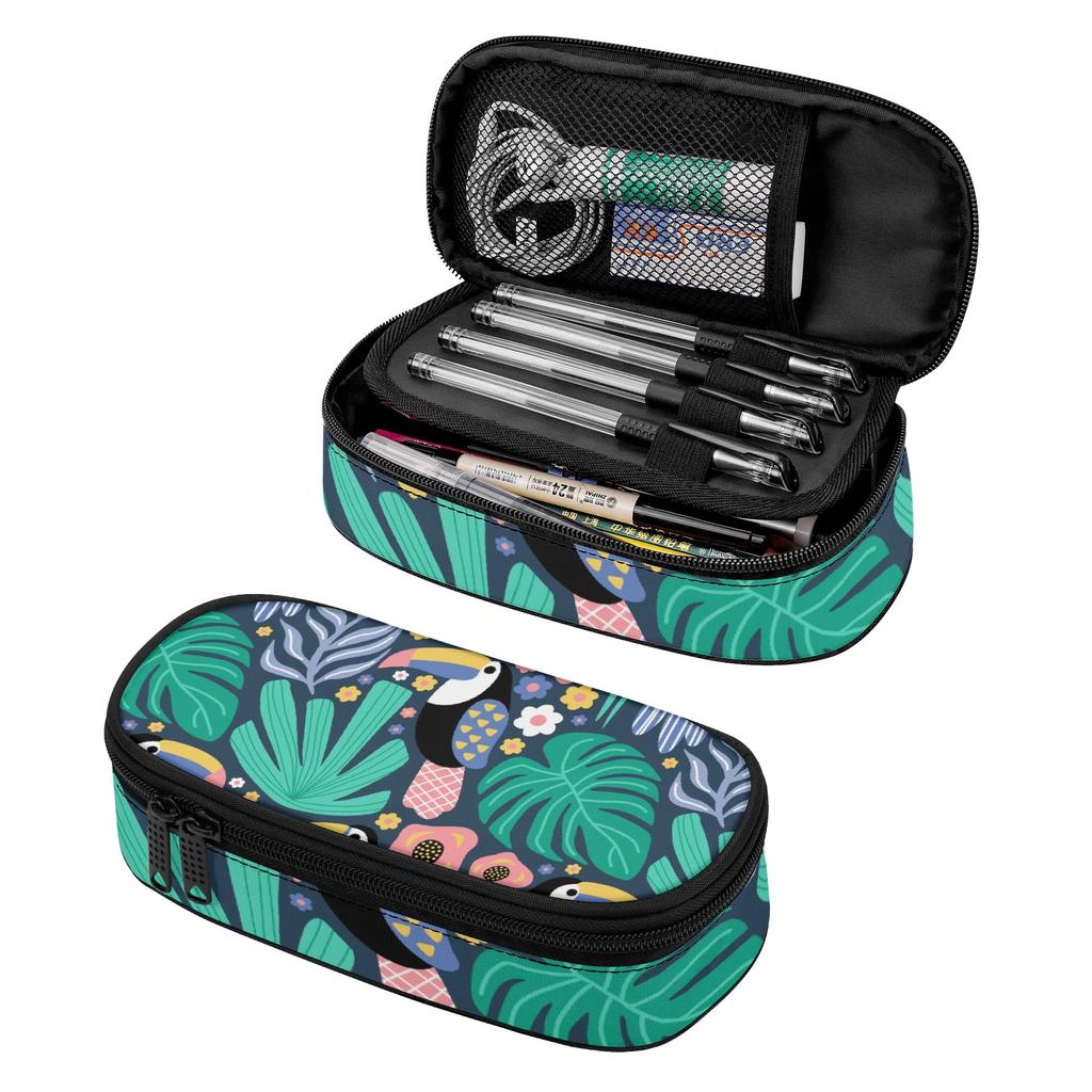 Pencil Bag Lightweight 300D Polyester Easy Open Zipper with Mesh Pocket Removable Divider and Pen Slots for School and Study