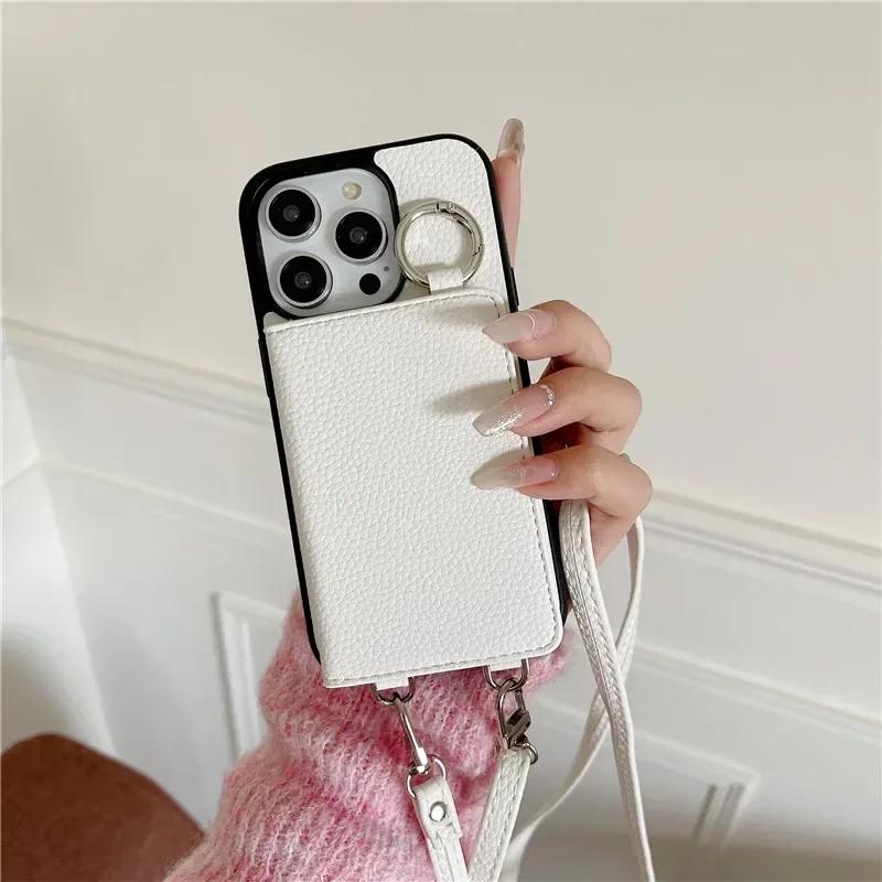 Crossbody Leather Phone Case for IPhone 13 12 Mini 16 Plus 15 14 11 Pro Max XS Wallet with Card Holder Shockproof  Cover