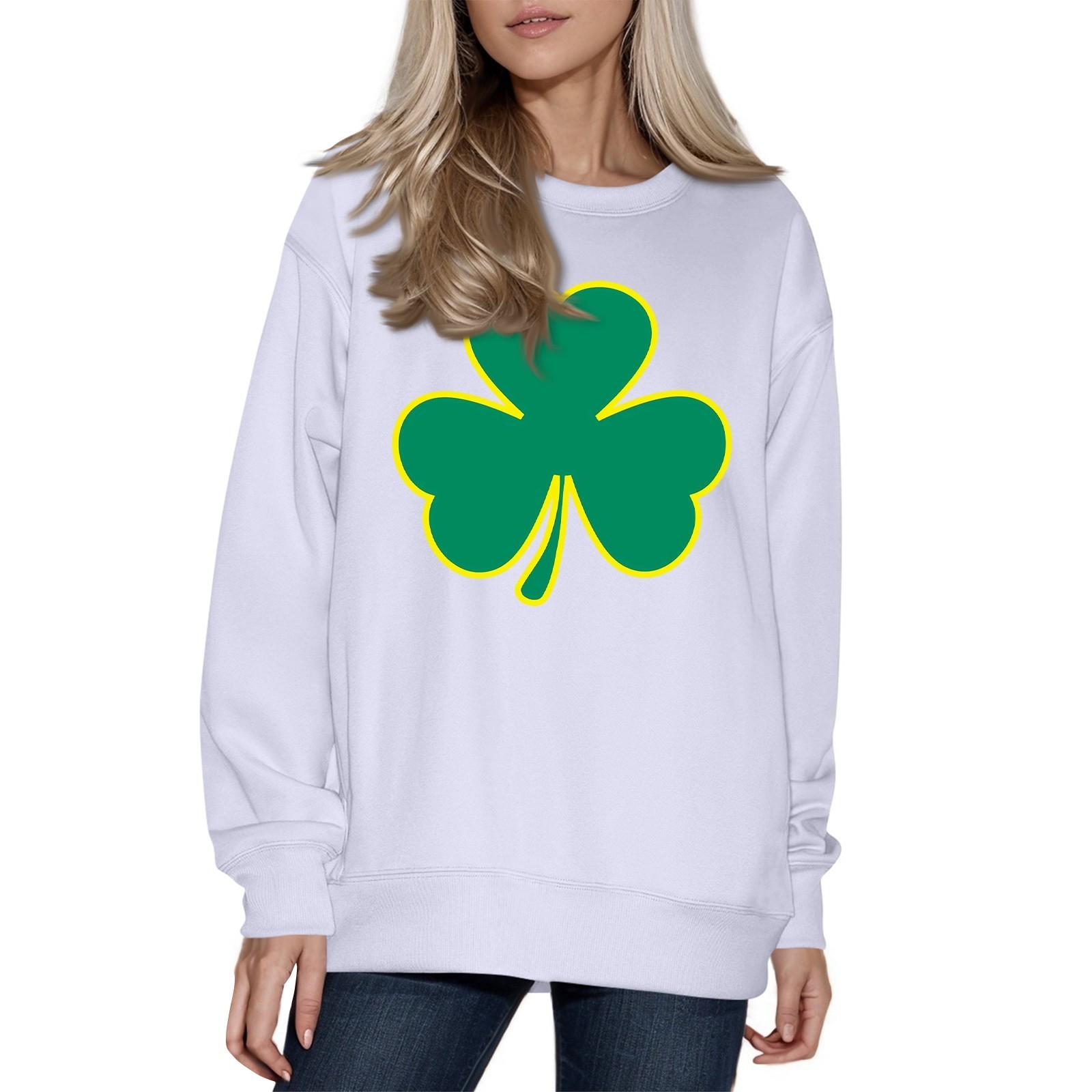 

Жіночий модний повсякденний топ з довгим рукавом, з принтом, з круглим вирізом, світшот S зелений