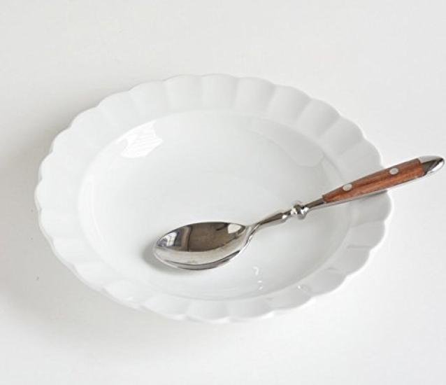 Set of 5 White Dinnerware Floral Reinforced Tiara Pure for and Curry Plates, Shape, Shatter-Resistant, Porcelain, White, Ruffled, 23cm, Pasta, Soup,