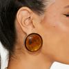 Large Round Earrings 1 Pair Stud for Women, Amber Resin with Natural Color Matte Metal Edges, Exaggerated Geometric Daily Wear Party Jewelry