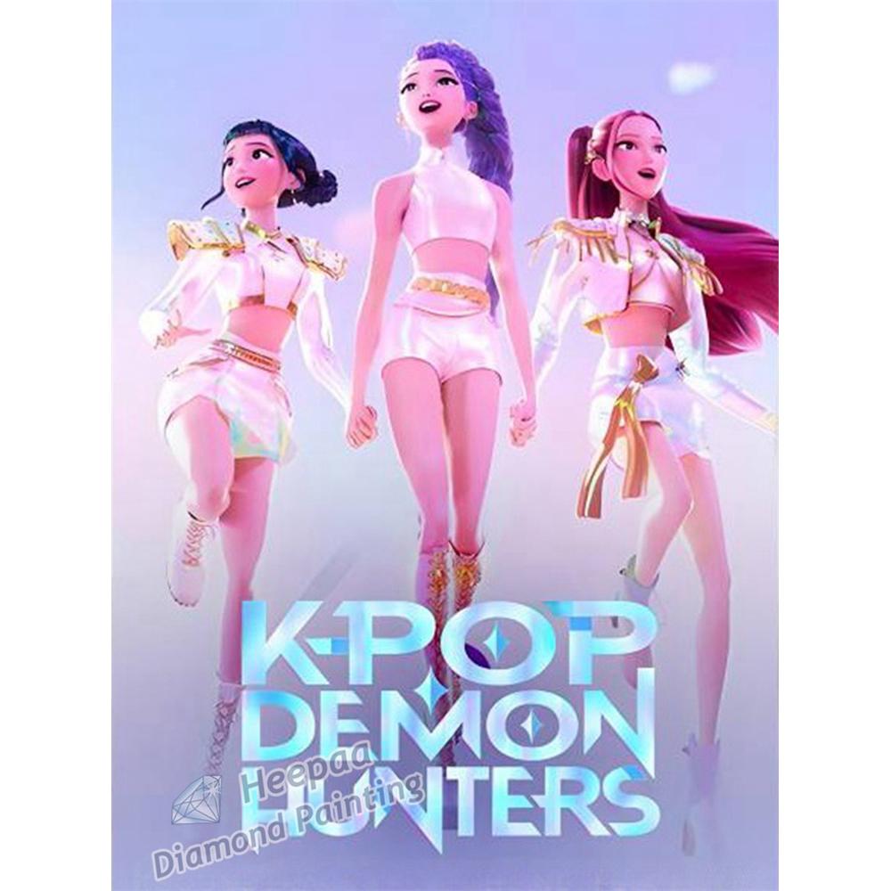 

Kpop Мисливці на Демонів Фільм 5d Алмазна Мозаїка Фантазійний Саджа Демон Хлопчики Аніме Румі та Джину Зроби Сам Вишивка Хрестиком Фото Мозаїка Декор Round 20x30cm