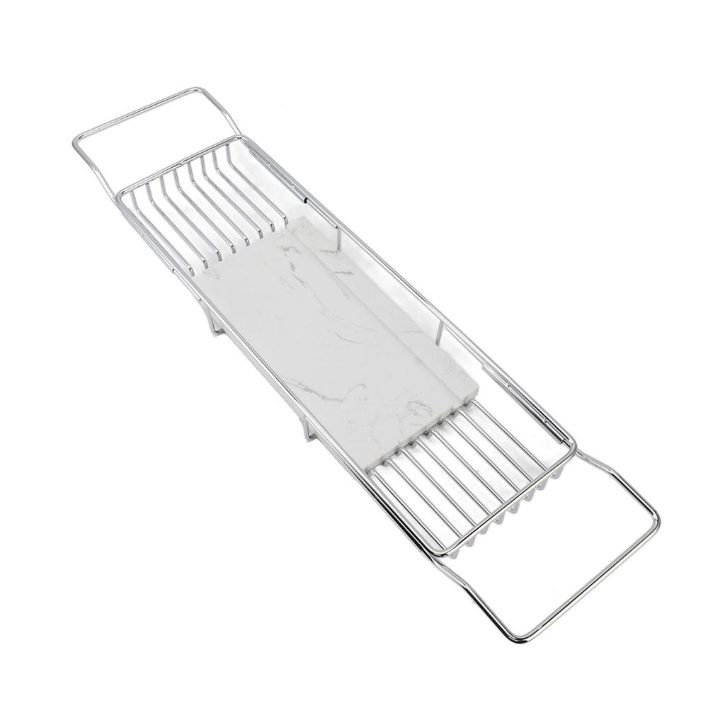 Metal Marble Bathtub Rack Anti Slip Space Saving Multi Functional Expandable Bathtub Tray House Warming Gift