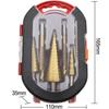 6-Piece Serrated High-Speed Steel Pagoda Drill Bit Set In Plastic Box – Ideal for Hole Opening, Expansion, and Step Drilling.