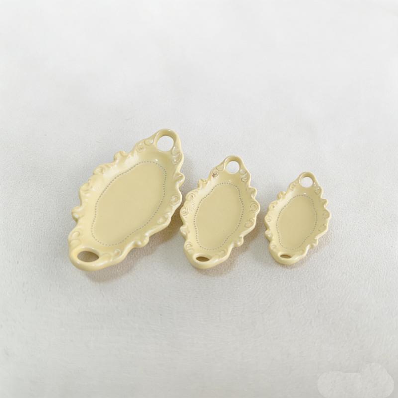 [JN] 3Pcs Simulation Dollhouse Double Ear Plate Mini Dessert Elliptical Plate Miniature Kitchen Dishes Toys For Doll House Decor