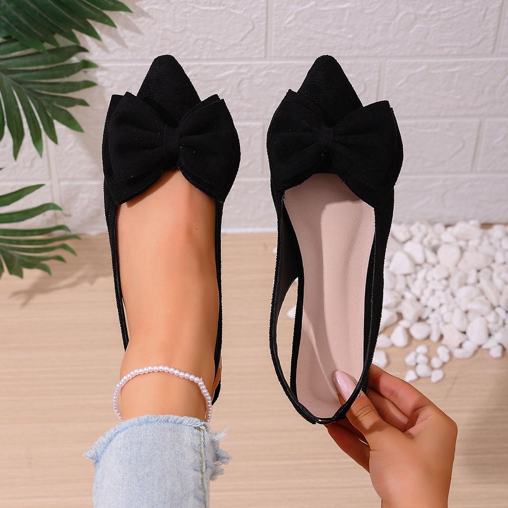 Black Luxury Designer Fashion Design Ladies Slingback Summer New Style Pointed Toe Low Heel Women Sandals Non-slip Flat Shoes