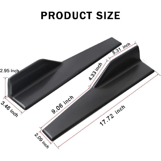 2PCS Universal Side Skirts, Rear Bumper Lip Side Skirt Protector Diffuser Body Spoilers Splitter Carbon Fiber Side Skirts Exterior Decoration Trim