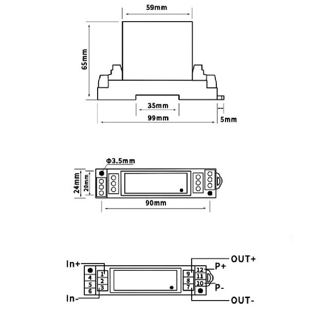 DC Voltage Transmitter 0-75mV 100V 50V Voltage Input 4-20mA Output Volatge Transducer Factory Supply DC Voltage Sensor