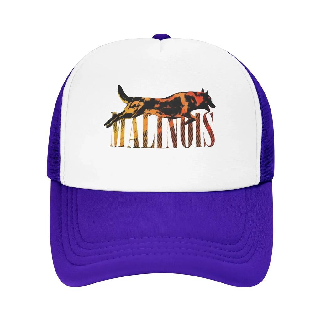 Mixed Black Golden Malinois Belgian Shepherd Dog Hiking Mesh Baseball Caps Women  Unisex Male Beach Sun Hat Trucker Cap