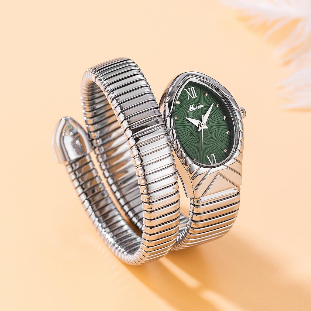 MISSFOX Women's Watches Quartz Snake Shape Simple Ladies Watch Fashion Unique Strap Waterproof Wristwatches