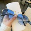 Non-polarized Fashion Men Polygonal Metal Double Beam Sunglasses New Trendy Personalized Men Driving Goggles Light Luxury Brand