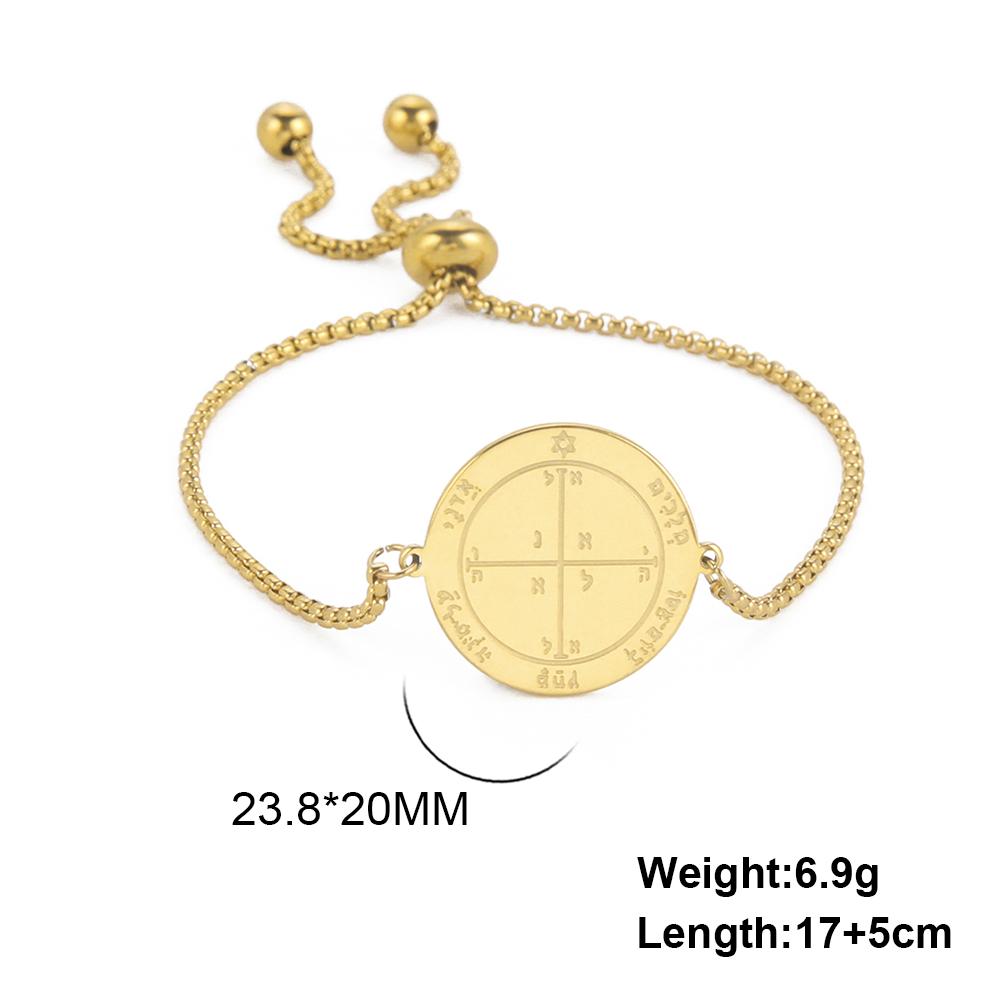 Teamer Key of Solomon Pentacle Bracelet Stainless Steel Gold Color Bracelet Magical Astrology Jewelry Jupiter Sun Venus