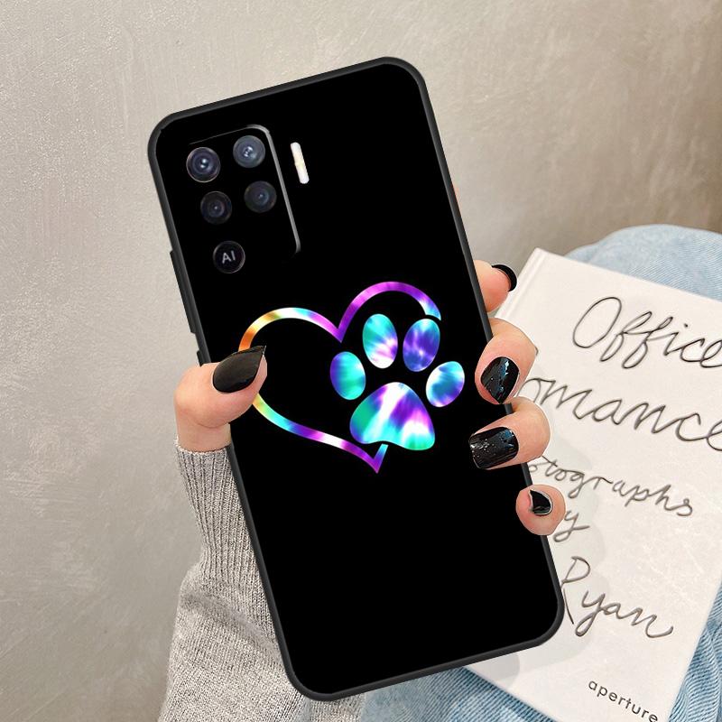 Dog Paw Case For Oppo A54 A74 A94 A17 A57 A77 A76 A16 A96 A18 A60 A80 A40 A38 A58 A78 A98 A15 A5 Pro