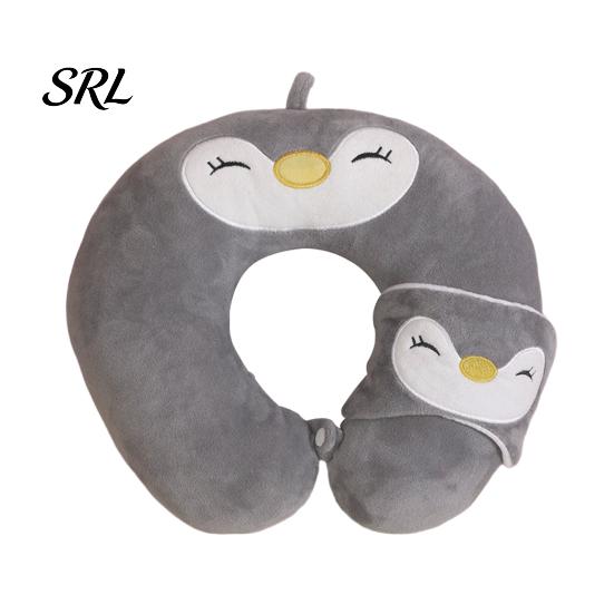 Travel Comfort Pillow Set 1 U-Shaped with Eye Mask, Neck Support Pillow, Cute Animal Pain Relief Design, for Road Trip Flight